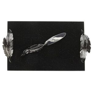 Michael Aram Black Feather Granite Cheese board /No Knife /excellent